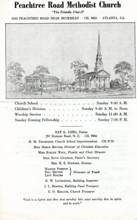 Peachtree Road United Methodist Church History 1953-1978: Bulletin from "the Friendly Church"